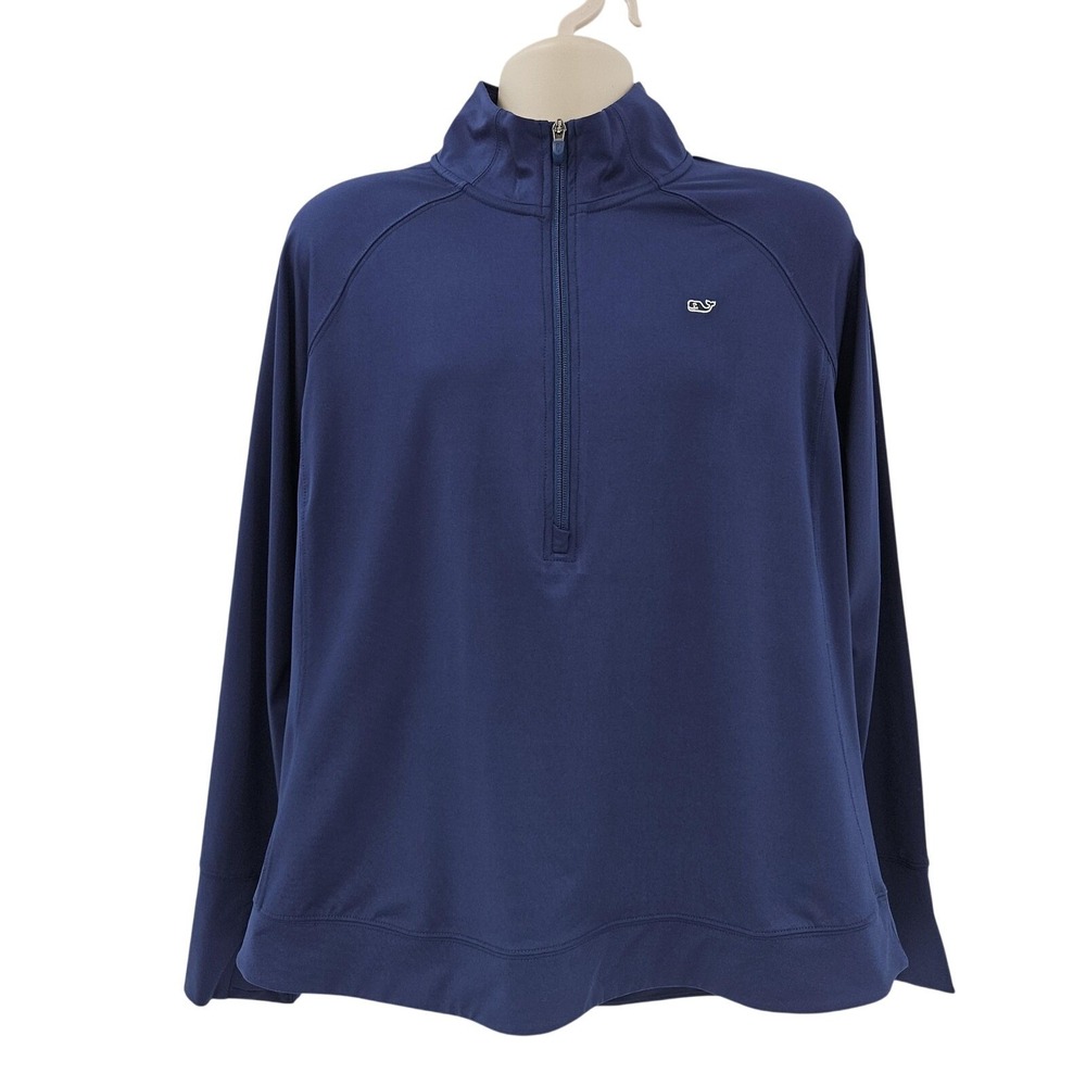 Vineyard Vines Pullover Mens XL Blue Performance Quarter Zip‎ Stretch Athletic